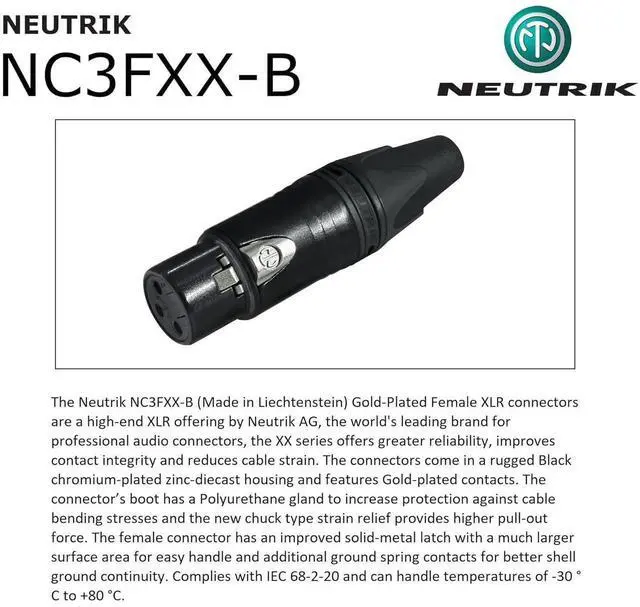 Alt view image 6 of 7 - 2 Units - 2 Foot - WBC-PRO-Quad Ultra-Silent Ultra-Flexible Balanced Star-Quad Cable with Neutrik Male & Female XLR Plugs & Black Tweed Jacket