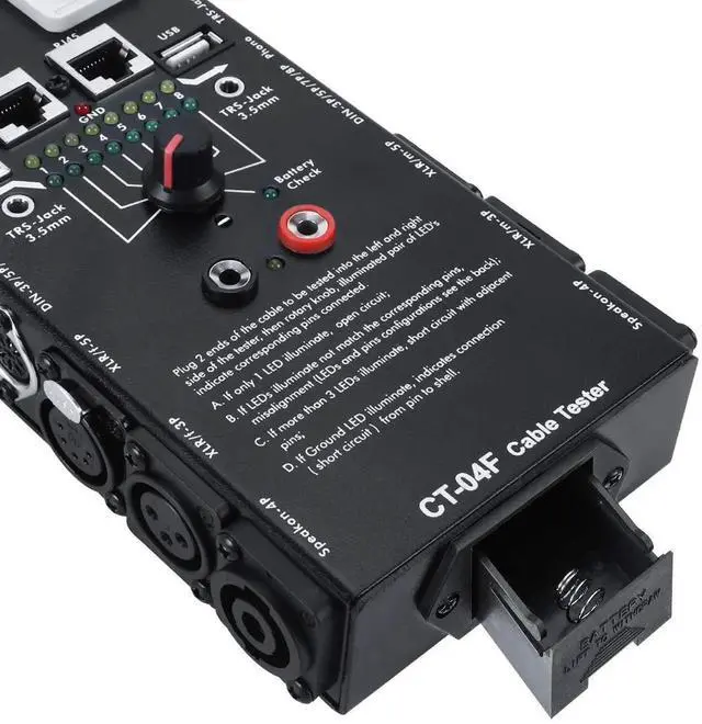 Alt view image 7 of 7 - 13-Plug Audio Cable Tester Line Finder Black 13-in-1 Cables Checker 8-Way Switch Wire Tracker with LED Indicators, Rectangular