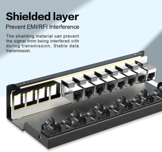 Alt view image 6 of 7 - 12Port Patch Panel CAT6A Keystone Patch Panel Shielded Network Patch Patch with Smart Cable Management for Home/Office Network (1U 12Port, CAT6A)