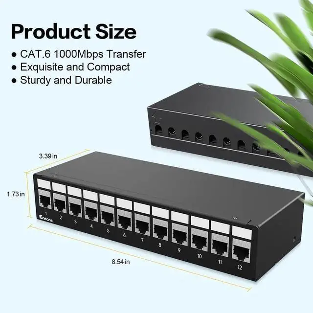 Alt view image 2 of 7 - 12Port Patch Panel CAT6A Keystone Patch Panel Shielded Network Patch Patch with Smart Cable Management for Home/Office Network (1U 12Port, CAT6A)