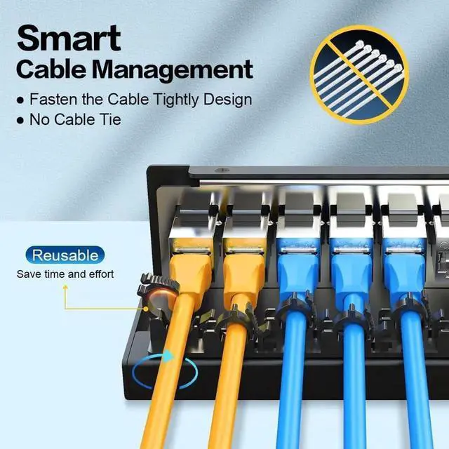 Alt view image 7 of 7 - 12Port Patch Panel CAT6A Keystone Patch Panel Shielded Network Patch Patch with Smart Cable Management for Home/Office Network (1U 12Port, CAT6A)