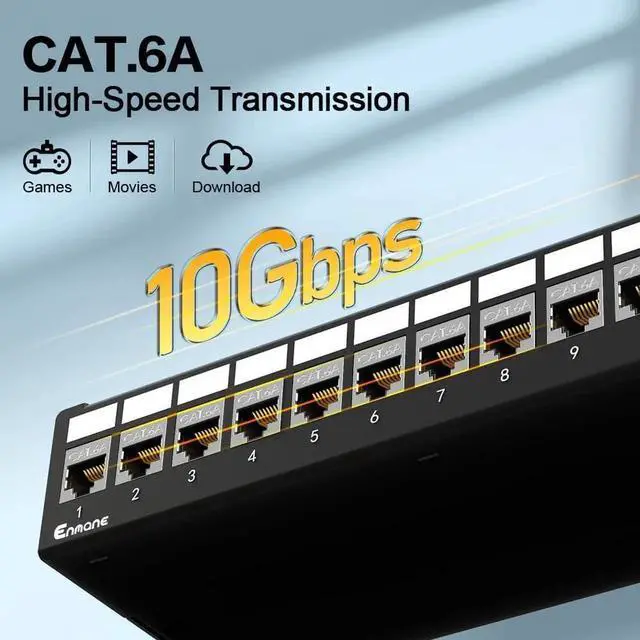 Alt view image 3 of 7 - 12Port Patch Panel CAT6A Keystone Patch Panel Shielded Network Patch Patch with Smart Cable Management for Home/Office Network (1U 12Port, CAT6A)