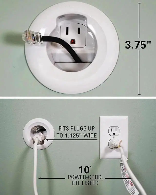 Alt view image 6 of 7 - in-Wall Cable Management Kit for Speakers & TVs - Conceal Cables When Mounting Speakers Or TVs On The Wall - Prewired for Easy Install-WSIWP1-W1