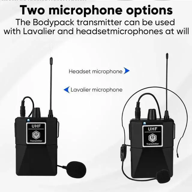 Alt view image 6 of 7 - UHF Wireless Mic System 4 Pack -Professional Fixed Frequency with 4 Bodypacks, 260ft Range for Karaoke, Church, Stage