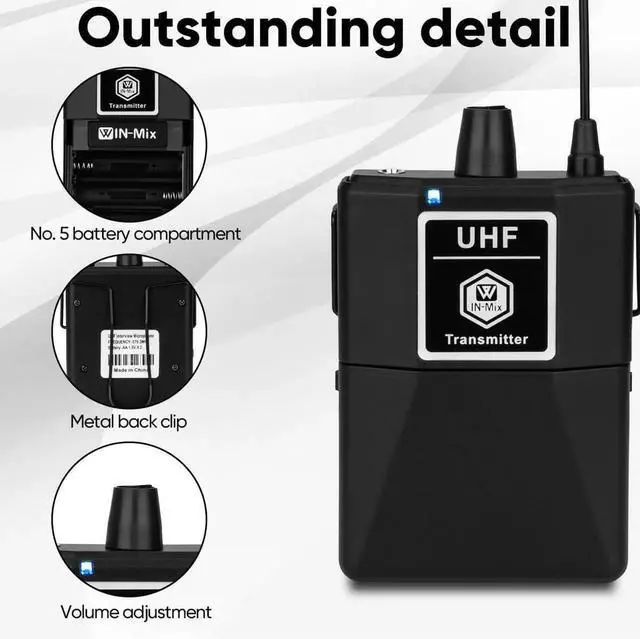 Alt view image 4 of 7 - UHF Wireless Mic System 4 Pack -Professional Fixed Frequency with 4 Bodypacks, 260ft Range for Karaoke, Church, Stage