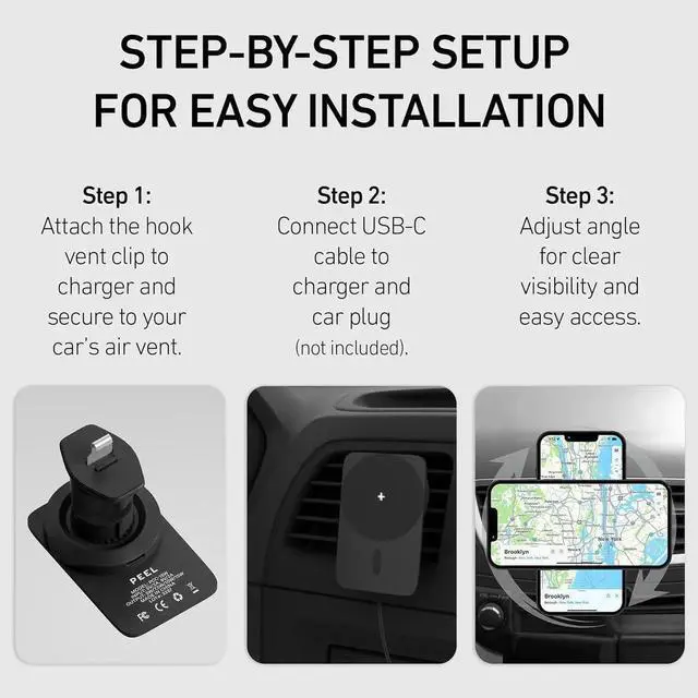 Alt view image 5 of 7 - Magnetic Wireless Car Charger Compatible with MagSafe Devices, 15W Fast Charging, Adjustable Vent Mount for iPhone 17/16/15/14/13/12 (Black)