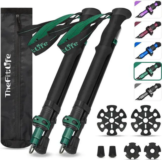 Main image of Collapsible Trekking Poles for Hiking Lightweight Folding Walking Sticks for Men and Women with Extra-Long Foam Handle and Metal Flip Lock