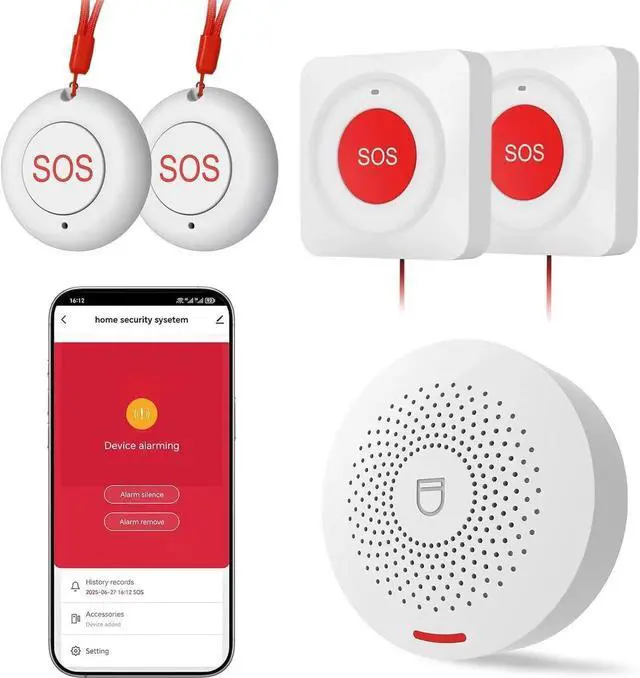 Main image of Wireless Caregiver Pager Call Button for Elderly at Home, WiFi Panic Button, Life Alert Systems for Seniors No Monthly Fee