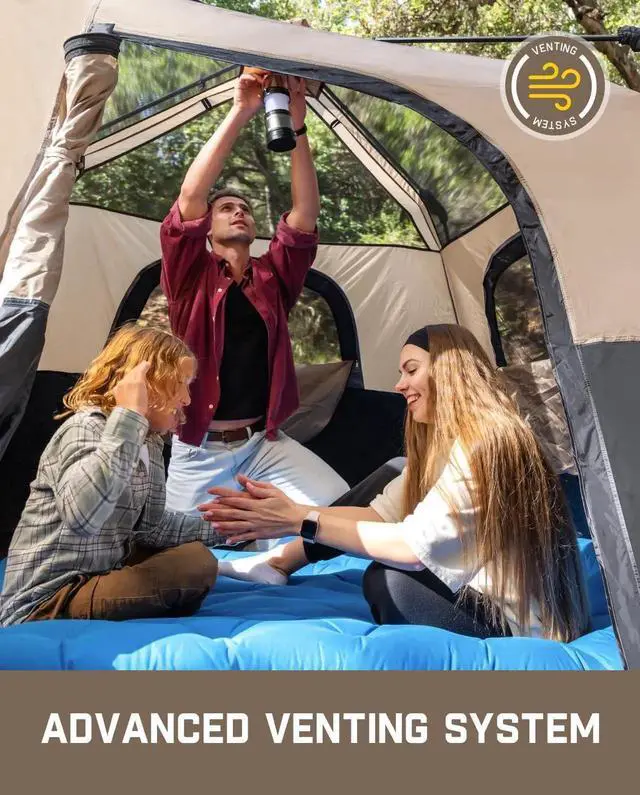 Alt view image 5 of 7 - Camping Tent 4/6/8/10 Person Instant Cabin Tent Setup in 60 Seconds with Rainfly & Windproof Portable with Carry Bag for Family Camping & Hiking