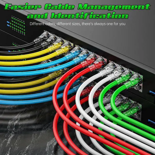 Alt view image 4 of 5 - 2 Feet Cat6 Patch Cables(24 Pack), Solid Pure Copper Patch Cord, Cat 6 Ethernet Cable, UTP Network, High Speed RJ45 Internet Cables, Compatible for Router, Switche, PC, Server, PS4/5, Xbox - Green