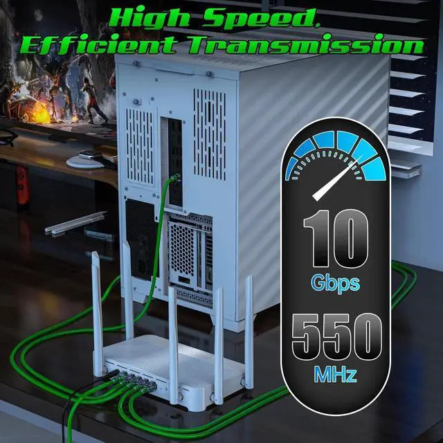 Alt view image 5 of 5 - 2 Feet Cat6 Patch Cables(24 Pack), Solid Pure Copper Patch Cord, Cat 6 Ethernet Cable, UTP Network, High Speed RJ45 Internet Cables, Compatible for Router, Switche, PC, Server, PS4/5, Xbox - Green