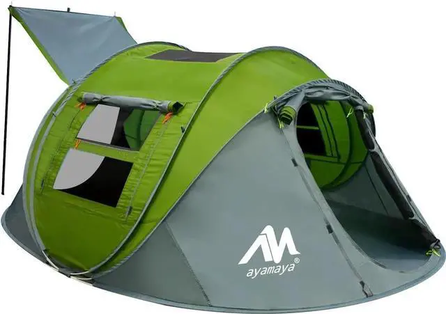Main image of 4 Person Pop Up Tents for Camping - Waterproof Instant Family Tents with Skylight & Removable Rainfly, Upgraded Large Size with 2 Doors -Automatic Easy Setup Beach Tent with Poles
