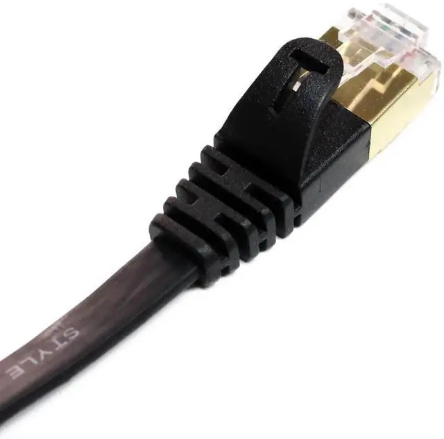 Alt view image 4 of 5 - Tera Grand - 50FT - CAT7 10 Gigabit Ethernet Ultra Flat Patch Cable for Modem Router LAN Network, Gold Plated Shielded RJ45 Connectors, Faster Than CAT6a CAT6 CAT5e, Black
