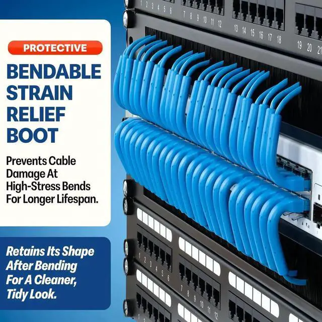 Alt view image 4 of 5 - Everest Ultra Slim Cat6a Ethernet Patch Cables 0.5ft (24-Pack) Blue - 6 Inch 10GB Cat 6a Patch Cable - Bendable, Flexible & Thin Ethernet Cable - 32AWG 550MHZ Cat6a Cables - 100% Copper Wires