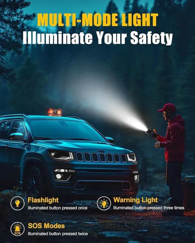 Alt view image 7 of 7 - PJS06 Pro 6000A Car Jump Starter (All Gas & 12L Diesel), 74Wh Portable Power Bank with 40W Fast Charge, Smart LCD Voltage Display, Large Screen Warning Light, 10-Safety Protections