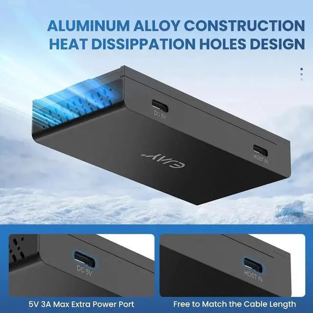 Alt view image 6 of 7 - 5-in-1 Magnetic USB 3.0 Hub with SD/TF Card Reader, 2 USB-A + 1 USB-C Ports, Includes Sliding Rail, Screws & Sticky Pads for MacBook Laptop PC