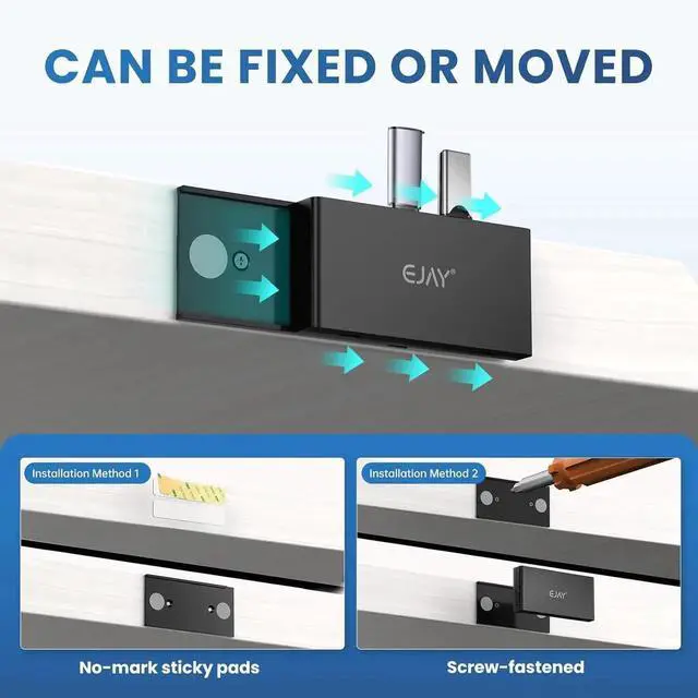 Alt view image 2 of 7 - 5-in-1 Magnetic USB 3.0 Hub with SD/TF Card Reader, 2 USB-A + 1 USB-C Ports, Includes Sliding Rail, Screws & Sticky Pads for MacBook Laptop PC