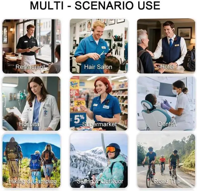 Alt view image 3 of 7 - Super Mini Walkie Talkies Pro with Waterproof, Two Way Radio with Earpieces for Adults, Outdoor, Hiking, Baseball, Restaurant 2 Pack