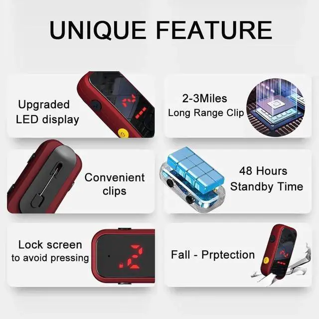 Alt view image 4 of 7 - Super Mini Walkie Talkies Pro with Waterproof, Two Way Radio with Earpieces for Adults, Outdoor, Hiking, Baseball, Restaurant 2 Pack