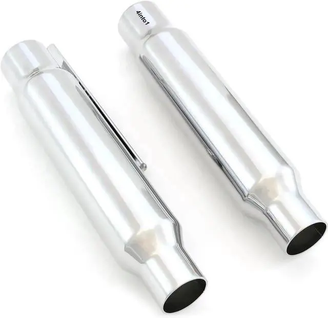 Main image of 2 Pack Chrome Shorty Mufflers Cafe Chopper Motorcycle - I.D 1.50" or 1.75" Reversible - Length 12"