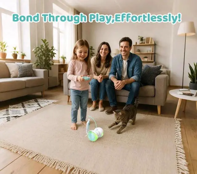 Alt view image 6 of 7 - Remote Control Cat Toy with Auto Mode - Interactive Cat Toy Feather for Indoor, Moving Cats Catnip Toys & LED to Keep Bored Cats Active & Entertained