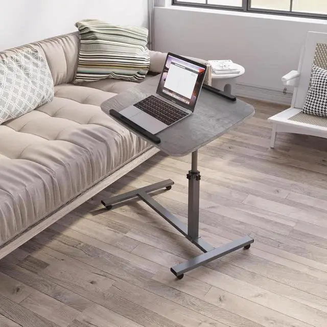 Alt view image 3 of 6 - Laptop Tae Mobile Adjustae Height Portae Desk Notebook Swivel PC Couter Rolling Desk with Wheels, Laptop Stand for Couch Bedside Hospital Bed Tae