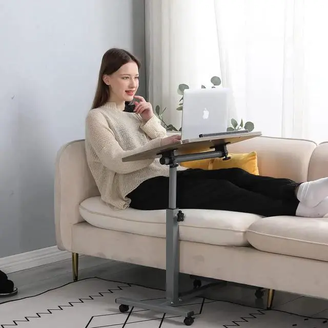 Alt view image 5 of 6 - Laptop Tae Mobile Adjustae Height Portae Desk Notebook Swivel PC Couter Rolling Desk with Wheels, Laptop Stand for Couch Bedside Hospital Bed Tae