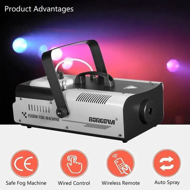 Alt view image 7 of 7 - Fog Machine 1500W with Wireless Remote & Wired Control Professional High Output Smoke Machine for Stage, Halloween, Parties, Concerts, Theatre