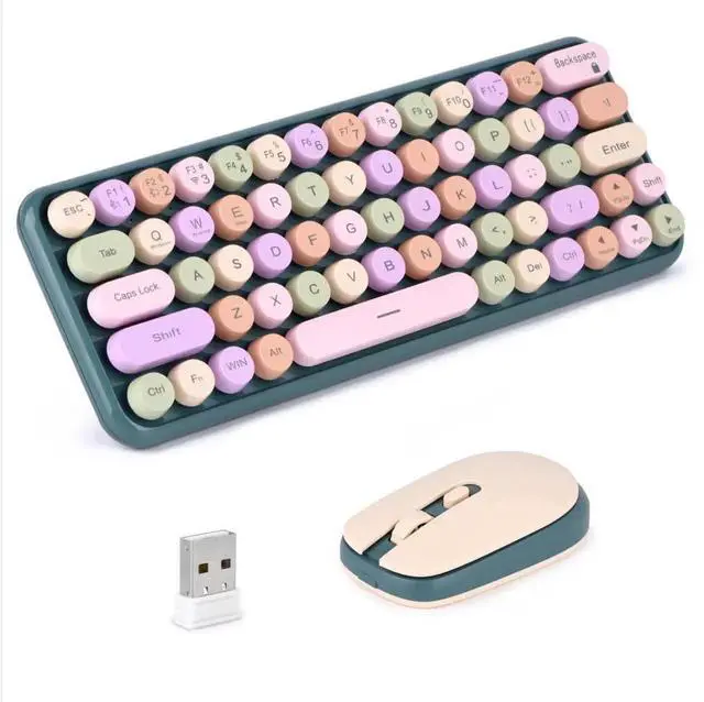 Alt view image 2 of 5 - 2.4G Wireless Keyboard & Mouse Combo, Portable%60 Small Typewriter Keyboard for Office PC Computer Laptop Desktop Windows (Green)