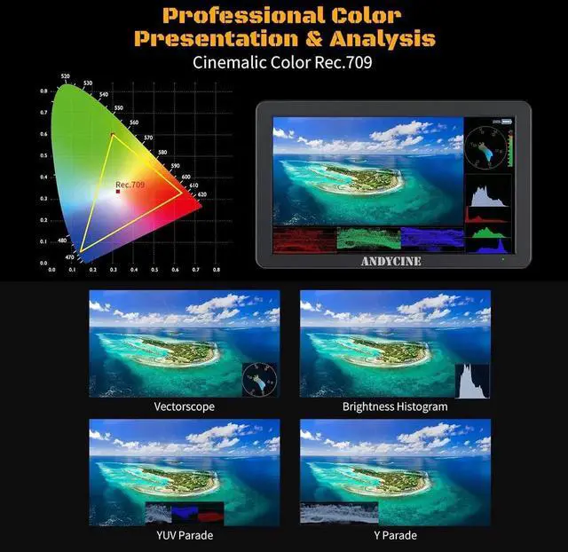 Alt view image 5 of 7 - T6 6Inch Camera Filed Monitor Aluminum Shell 4K HDMI C Input 1920x1080 All waveforme, 3D Lut with Battery and Carry Case