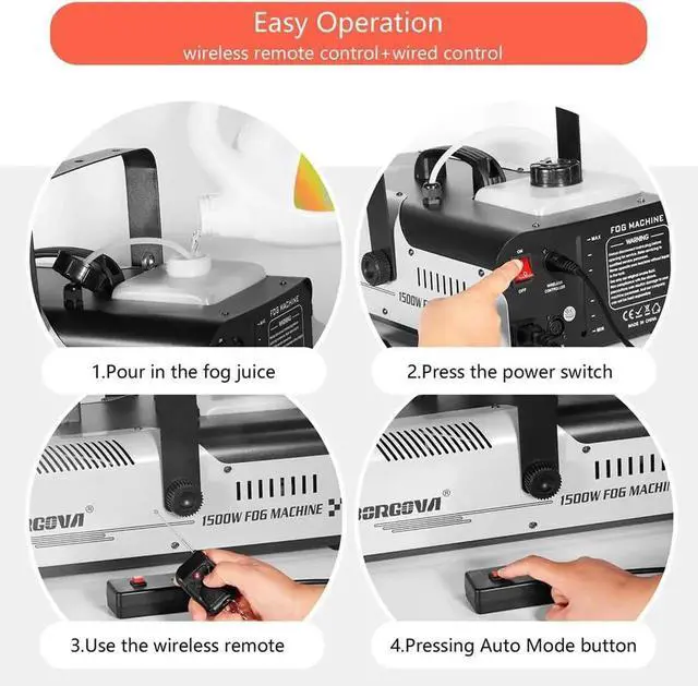 Alt view image 5 of 7 - Fog Machine 1500W with Wireless Remote & Wired Control Professional High Output Smoke Machine for Stage, Halloween, Parties, Concerts, Theatre