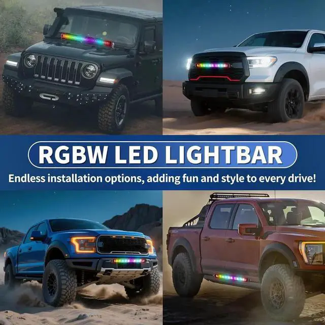 Alt view image 6 of 6 - Patented RGB Offroad LED Lights Driving/Fog/Pod Lights LED Bar with APP Remote Control for Trucks/Cars/Boat/ATV/UTV Super Bright IP68&IP69K Multi-Color Working Beam Lamp (32 inch)