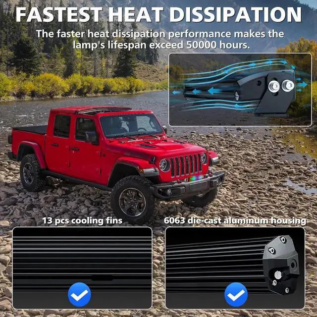 Alt view image 4 of 6 - Patented RGB Offroad LED Lights Driving/Fog/Pod Lights LED Bar with APP Remote Control for Trucks/Cars/Boat/ATV/UTV Super Bright IP68&IP69K Multi-Color Working Beam Lamp (32 inch)