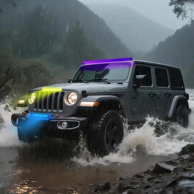 Alt view image 2 of 6 - Patented RGB Offroad LED Lights Driving/Fog/Pod Lights LED Bar with APP Remote Control for Trucks/Cars/Boat/ATV/UTV Super Bright IP68&IP69K Multi-Color Working Beam Lamp (32 inch)