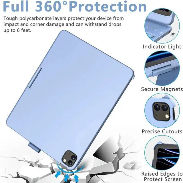 Alt view image 3 of 5 - iPad Pro 11 inch Case with Keyboard, iPad Air 5/Air 4 10.9 inch Keyboard Case with Trackpad, Keyboard Case for iPad Air 5/Air 4 and iPad Pro 1-4 Gen, Backlit 10 Color & 360 Screen Rotation -Ocean Blue