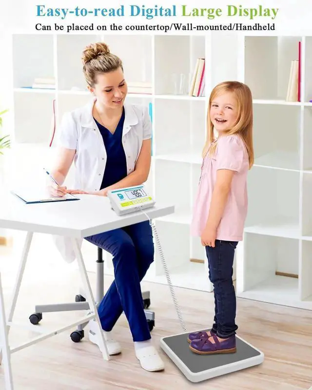 Alt view image 5 of 7 - Medical Scale for Body Weight with Digital Display, 660 lb Limit, High Accuracy Medical Grade Floor Scale, Heavy Duty, kg/oz/lb Settings, AC Adapter & Battery Included, Portable Home & Physician Scale