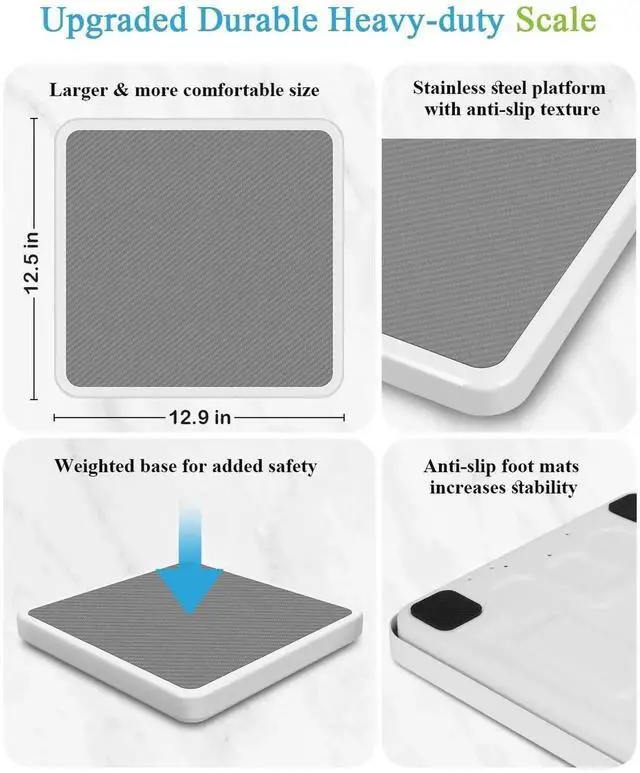 Alt view image 7 of 7 - Medical Scale for Body Weight with Digital Display, 660 lb Limit, High Accuracy Medical Grade Floor Scale, Heavy Duty, kg/oz/lb Settings, AC Adapter & Battery Included, Portable Home & Physician Scale