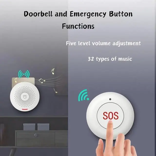 Alt view image 7 of 7 - Wireless Caregiver Pager Call Button for Elderly at Home, WiFi Panic Button, Life Alert Systems for Seniors No Monthly Fee