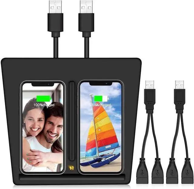 Main image of Wireless Charger, Dual 10W QI Phone Charging Pad M3 Car Center Console for Tesla Model 3 Accessories Panel with 7pcs Custom Cup Mat Liner mat-Upgrade