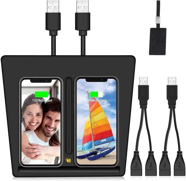 Alt view image 6 of 7 - Wireless Charger, Dual 10W QI Phone Charging Pad M3 Car Center Console for Tesla Model 3 Accessories Panel with 7pcs Custom Cup Mat Liner mat-Upgrade