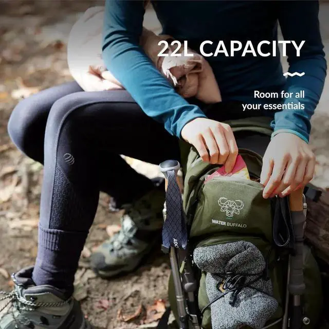 Alt view image 2 of 6 - Hydration Backpack - Sherpa 22L Hiking Backpack with Water Bladder - Water Backpack for Hiking with Waterproof Zippers, Phone & Pole Holders