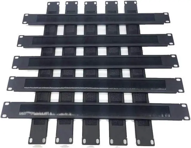 Alt view image 2 of 4 - 10 Pack 1U Horizontal Rack Mount Cable Management Panel with Cable Entry Brush for 19-Inch Rack Or Cabinet Black (1UCMB1U10PC)
