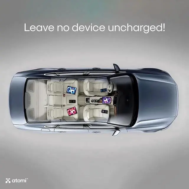 Alt view image 3 of 6 - Atomi 150W Car Power Inverter with 2 AC 110V Outlets + 2 USB-C Ports + 2 Smart Charge USB Ports