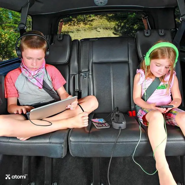 Alt view image 2 of 6 - Atomi 150W Car Power Inverter with 2 AC 110V Outlets + 2 USB-C Ports + 2 Smart Charge USB Ports