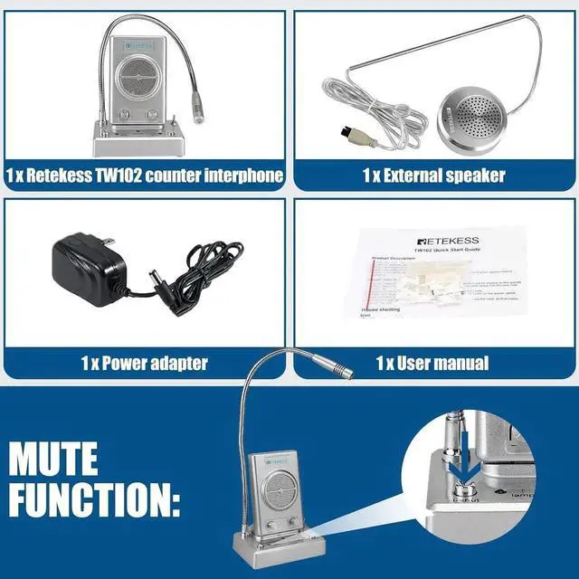 Alt view image 6 of 7 - TW102 Window Microphone Speakers, Window Intercom System, 8M Cable with Loud Outer Speaker, Intercom System for Business, Bank, School, Hospital