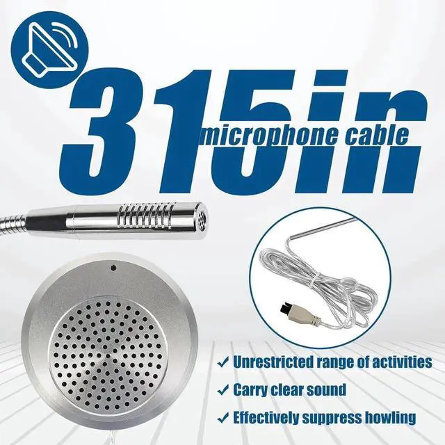 Alt view image 3 of 7 - TW102 Window Microphone Speakers, Window Intercom System, 8M Cable with Loud Outer Speaker, Intercom System for Business, Bank, School, Hospital