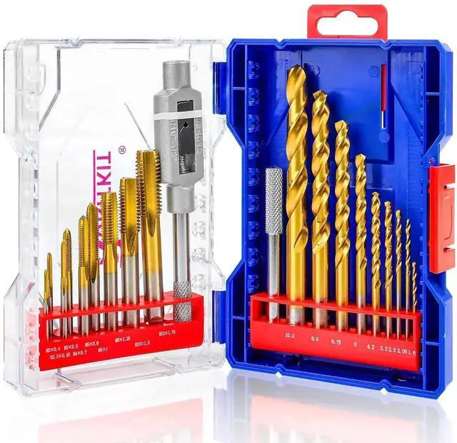 Alt view image 2 of 7 - 18Pcs Metric Drill and Tap Set with 1Pc Wrench, M2 HSS Thread from to M12, Combination of for Metal,with Exquisite Indexed Box