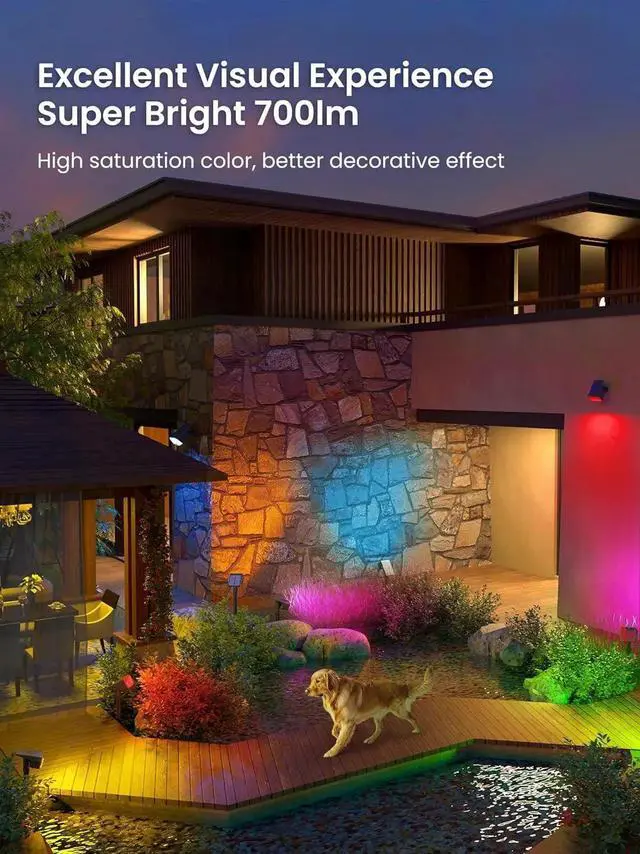Alt view image 6 of 7 - Solar Spot Lights Outdoor, 9 Lighting Modes RGB, Solar Lights Outdoor Waterproof IP65, 63 LED Landscape Spotlights for Holiday Decorations