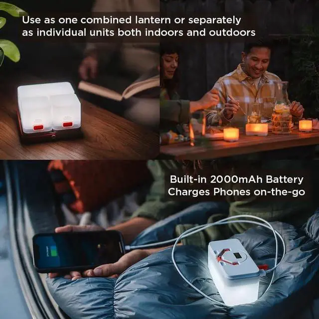 Alt view image 4 of 6 - Trio Solar Cube Lanterns with Phone Charger - LED Lamp for Camping, Hiking, and Travel - Emergen Light for Power Outages, Hurricane, Survival Kits