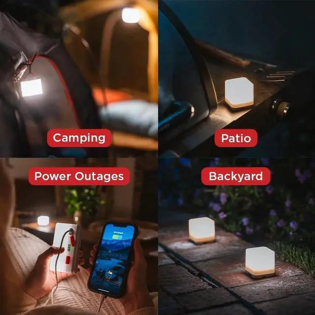 Alt view image 3 of 6 - Trio Solar Cube Lanterns with Phone Charger - LED Lamp for Camping, Hiking, and Travel - Emergen Light for Power Outages, Hurricane, Survival Kits